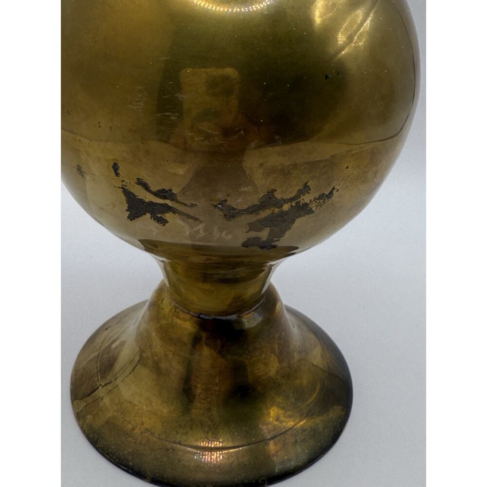 Vintage Brass Fluted Pedestal Bud Vase India 11” Tall Beautiful‎ Patina - Picture 6 of 10